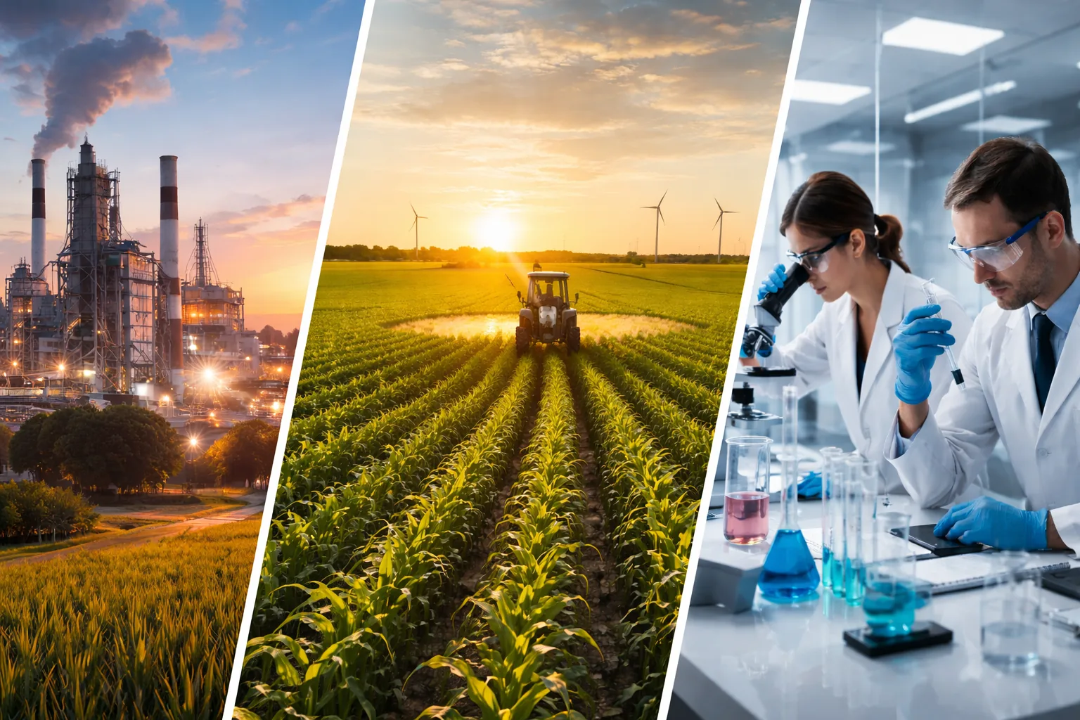 Industria, agricultura y laboratorio — sectores certificados ISO